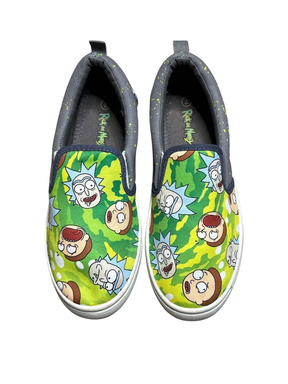 Ground Up Rick & Morty Kids Size 7 Green Slip On Sneakers
